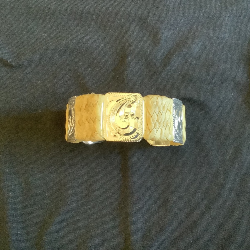 Silver and Rawhide Cuff Bracelet